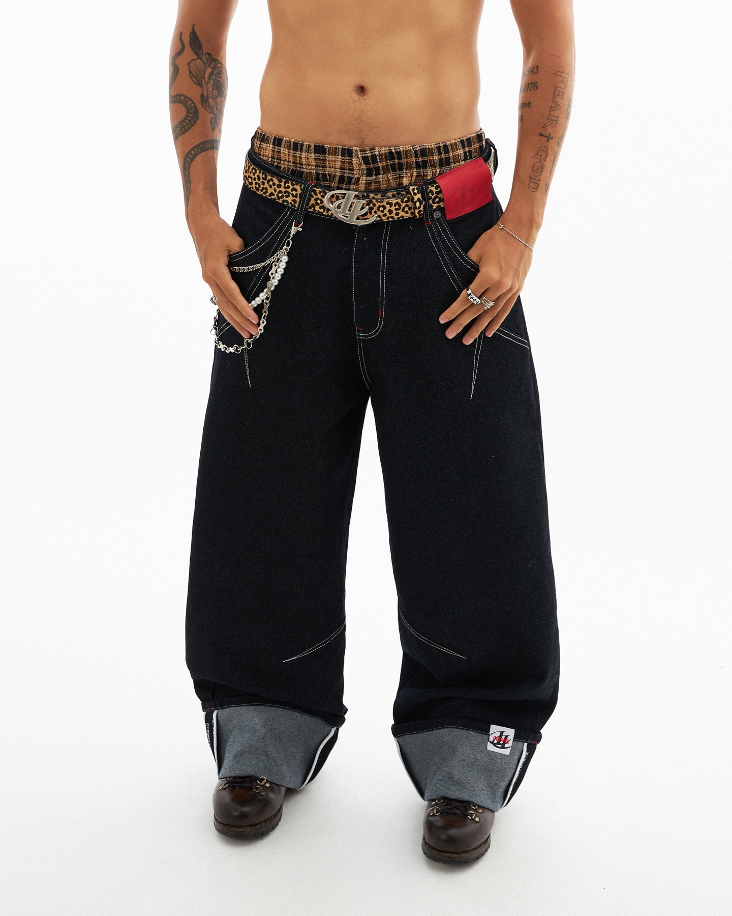 Insane® Animal Skin Belt - Burnt Umber Crocodile Pattern