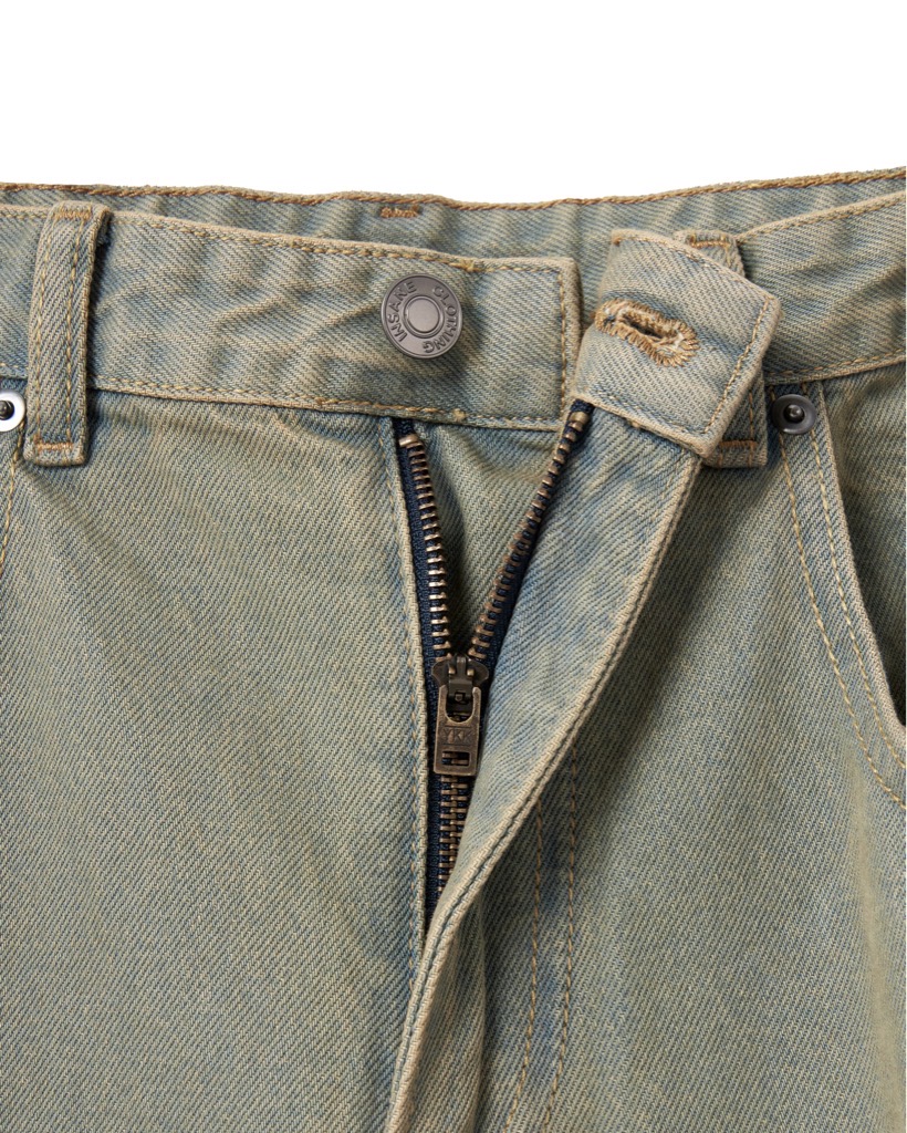Insane® Cross Waist Cargo Denim Pants - Dirty Green