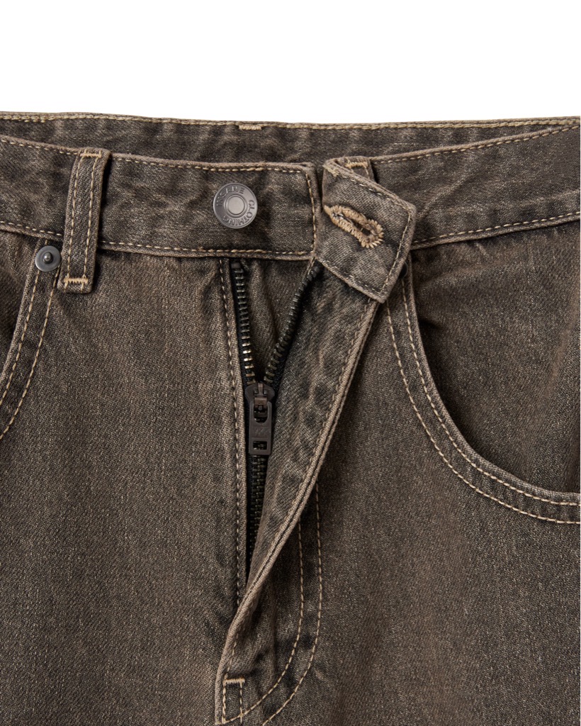 Insane® Cross Waist Cargo Denim Pants - Dirty Brown