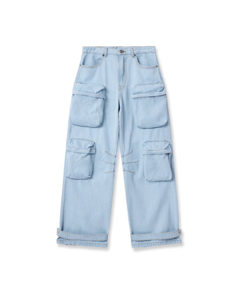 Insane® Cargo Denim Pants - Light Blue