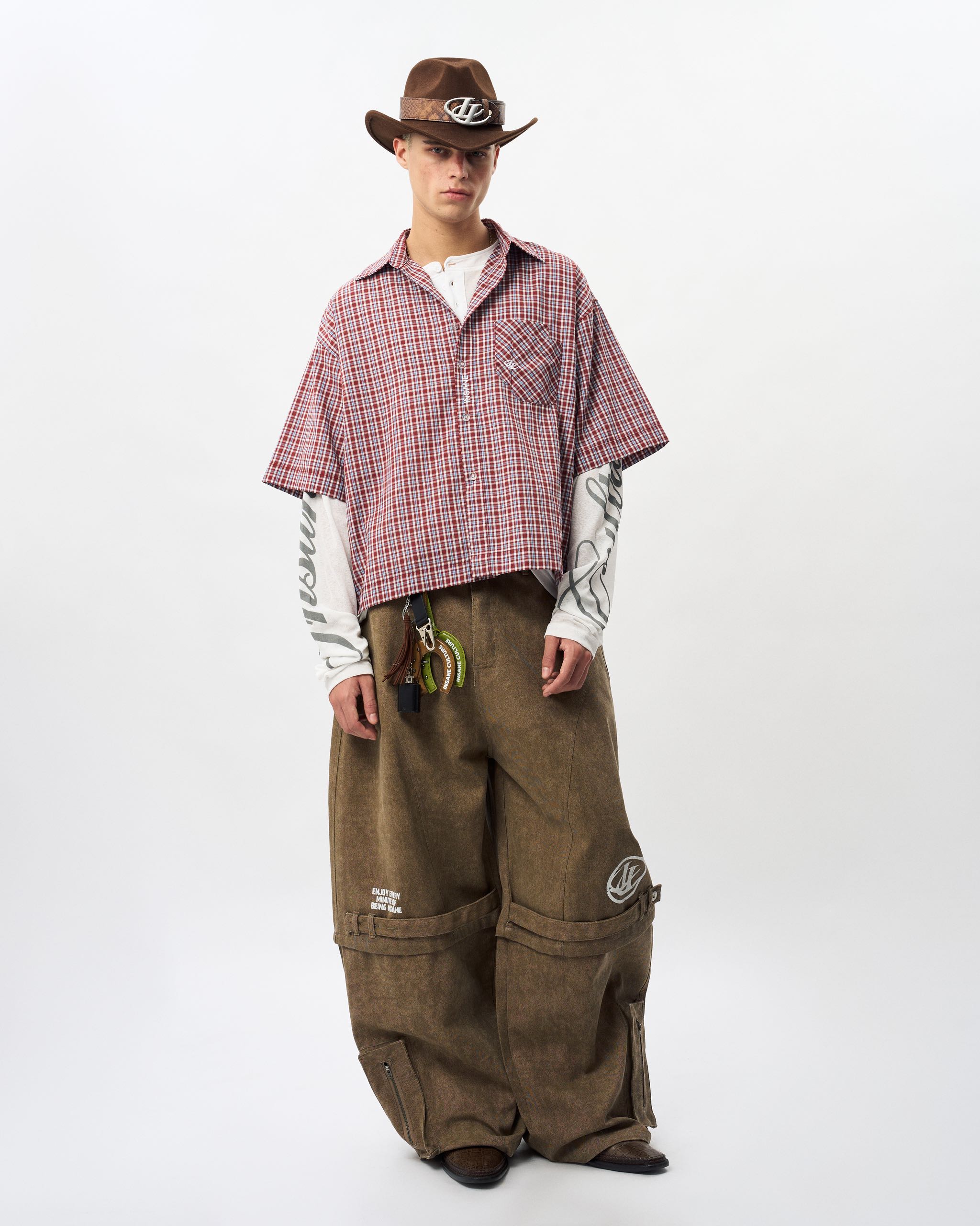 Insane® Horseshoe Plaid Shirt - Wine