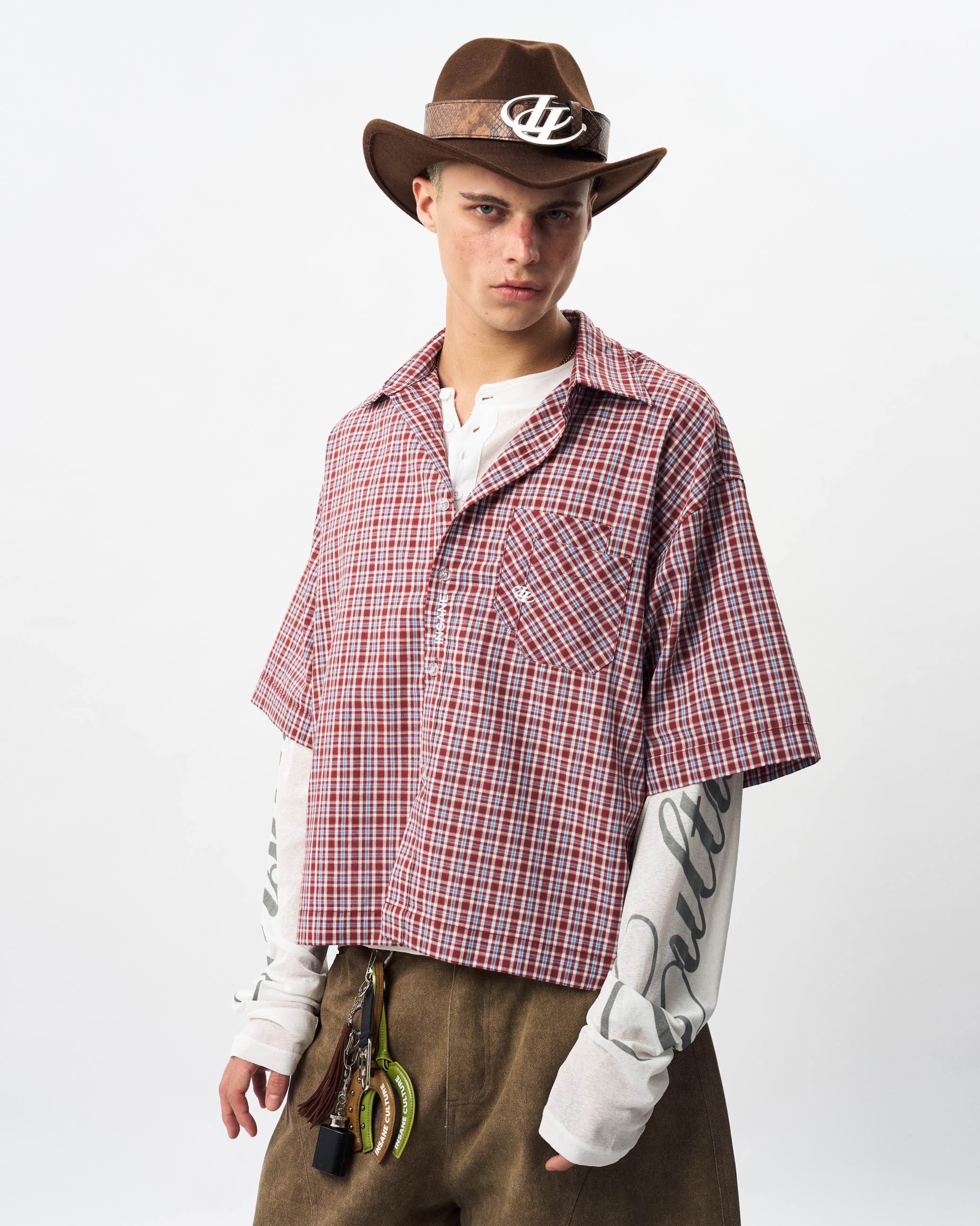 Insane® Horseshoe Plaid Shirt - Wine