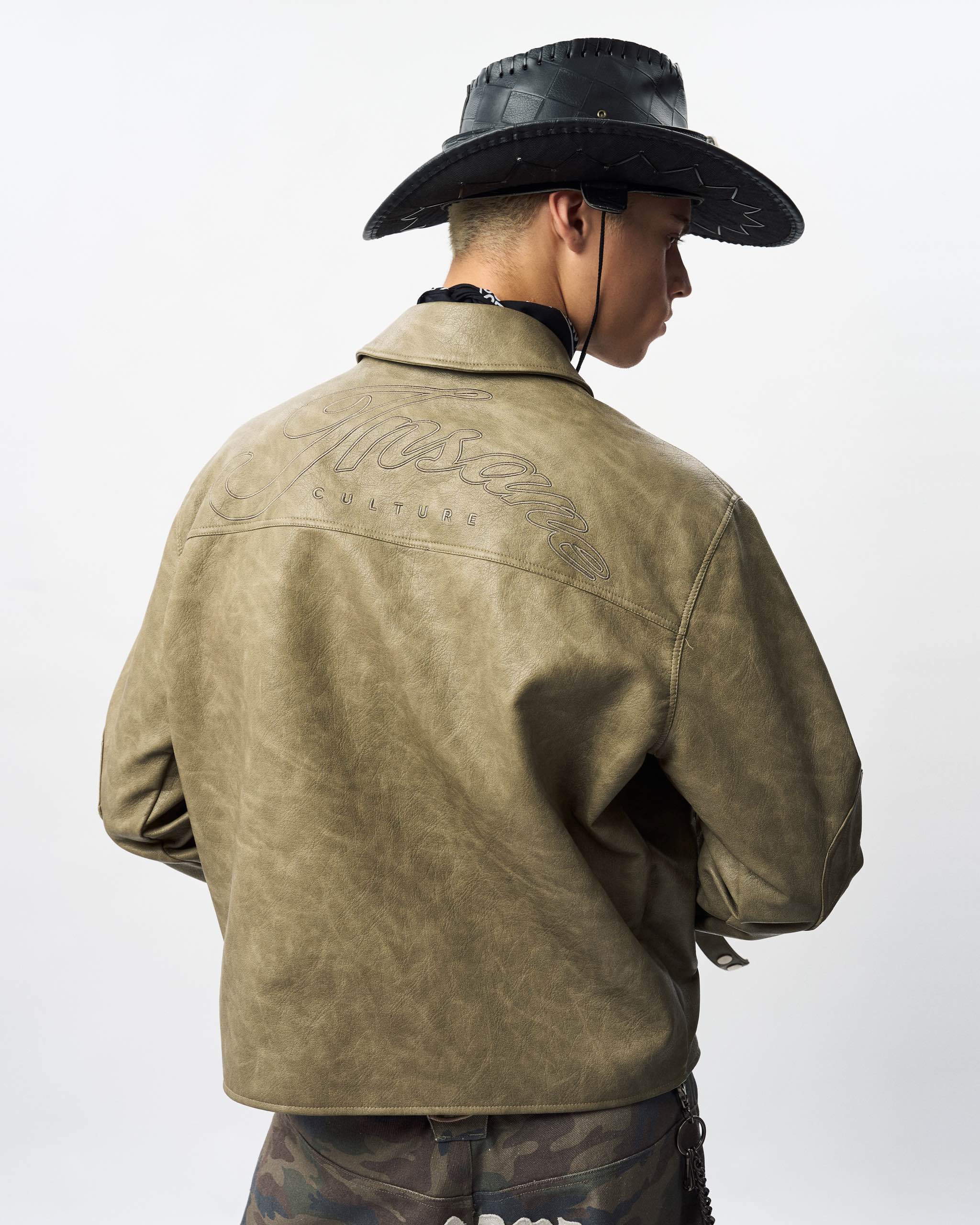 Insane® Noir Leather Jacket - Olive