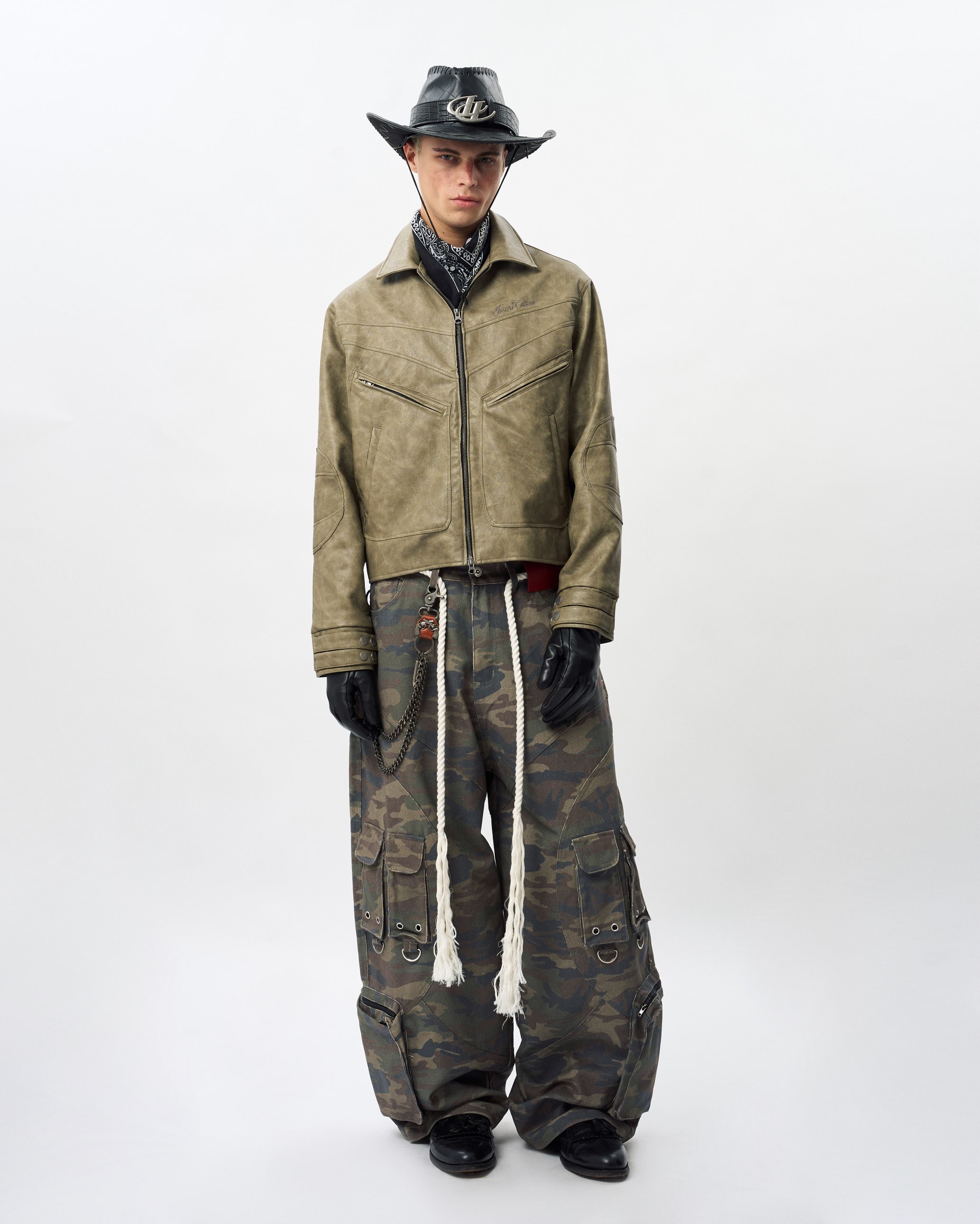 Insane® Noir Leather Jacket - Olive