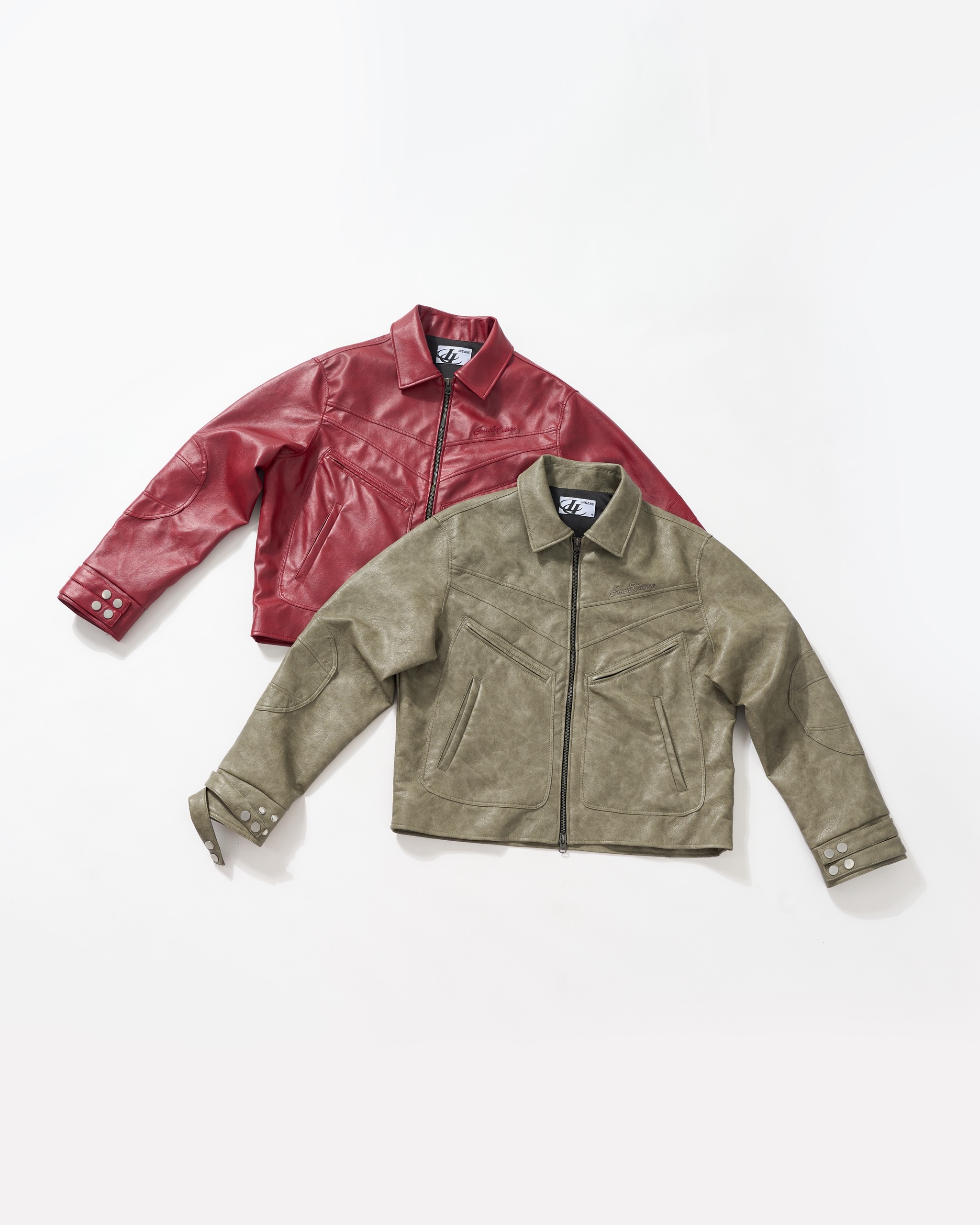 Insane® Noir Leather Jacket - Olive