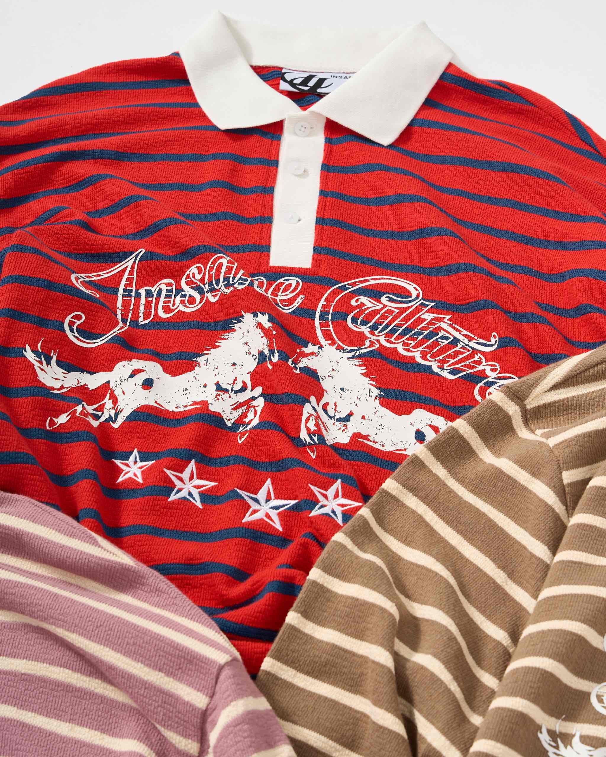 Insane® Twin Horse Polo LongSleeve - Red