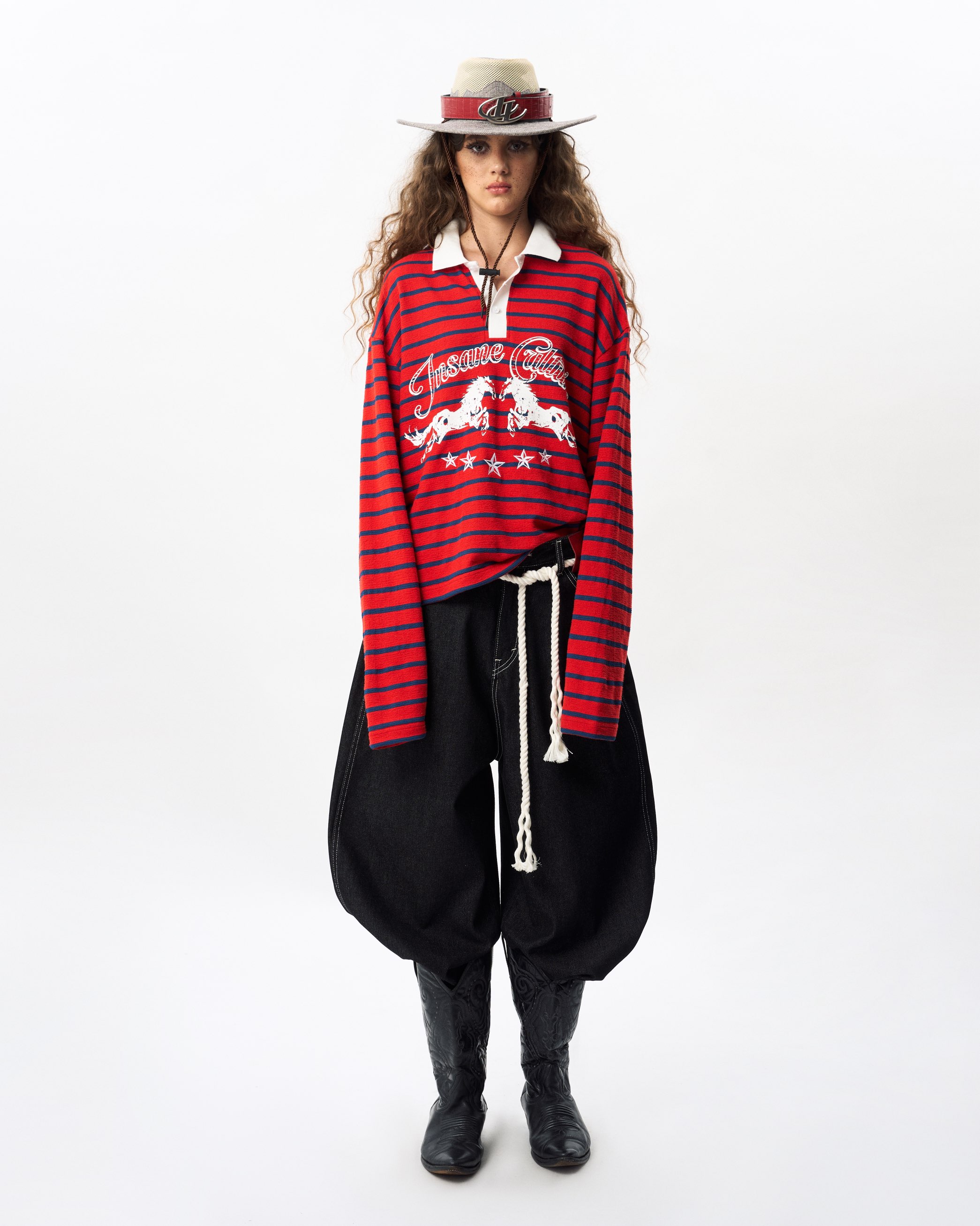 Insane® Twin Horse Polo LongSleeve - Red