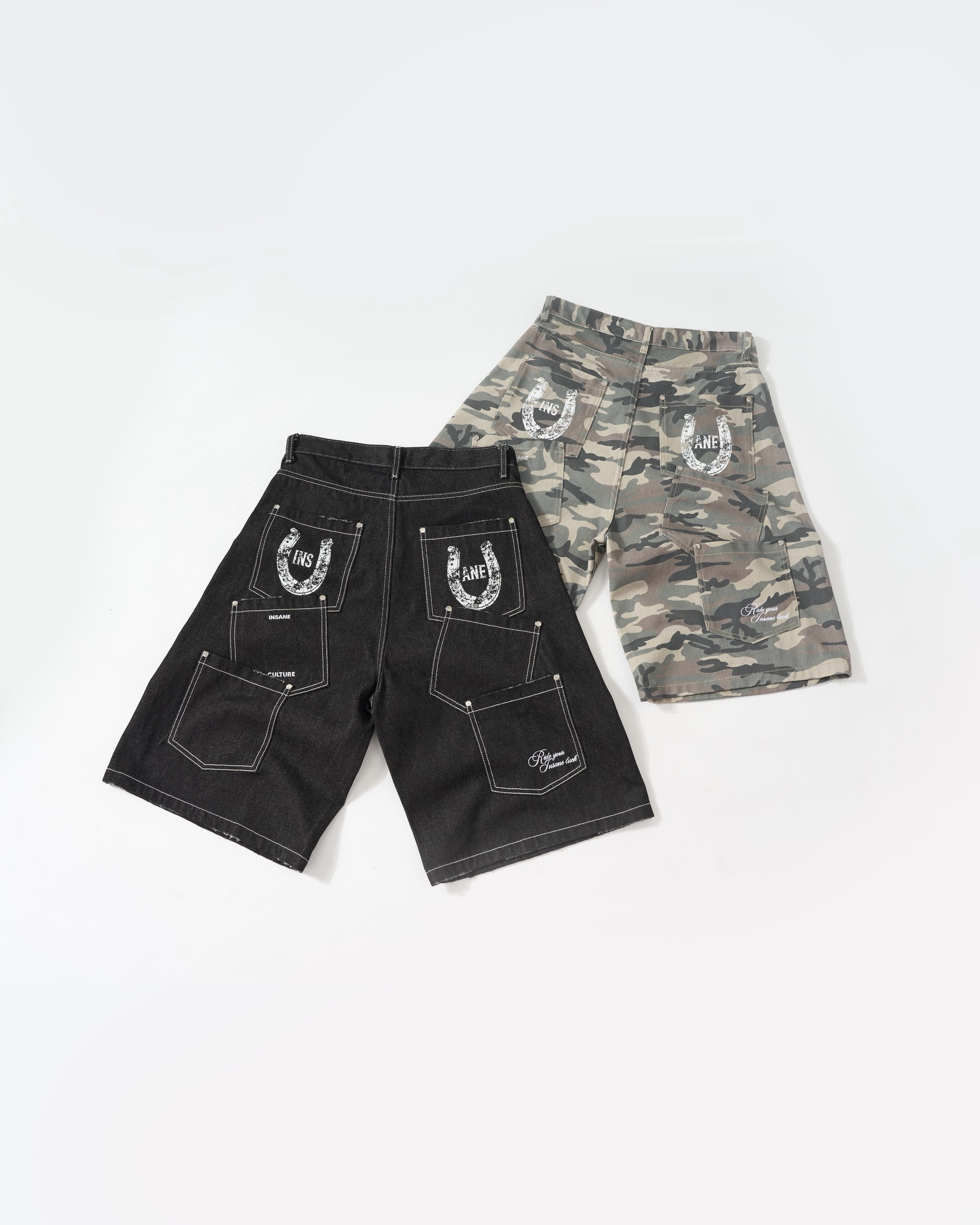 Insane® Horseshoe Jorts - Raw Denim