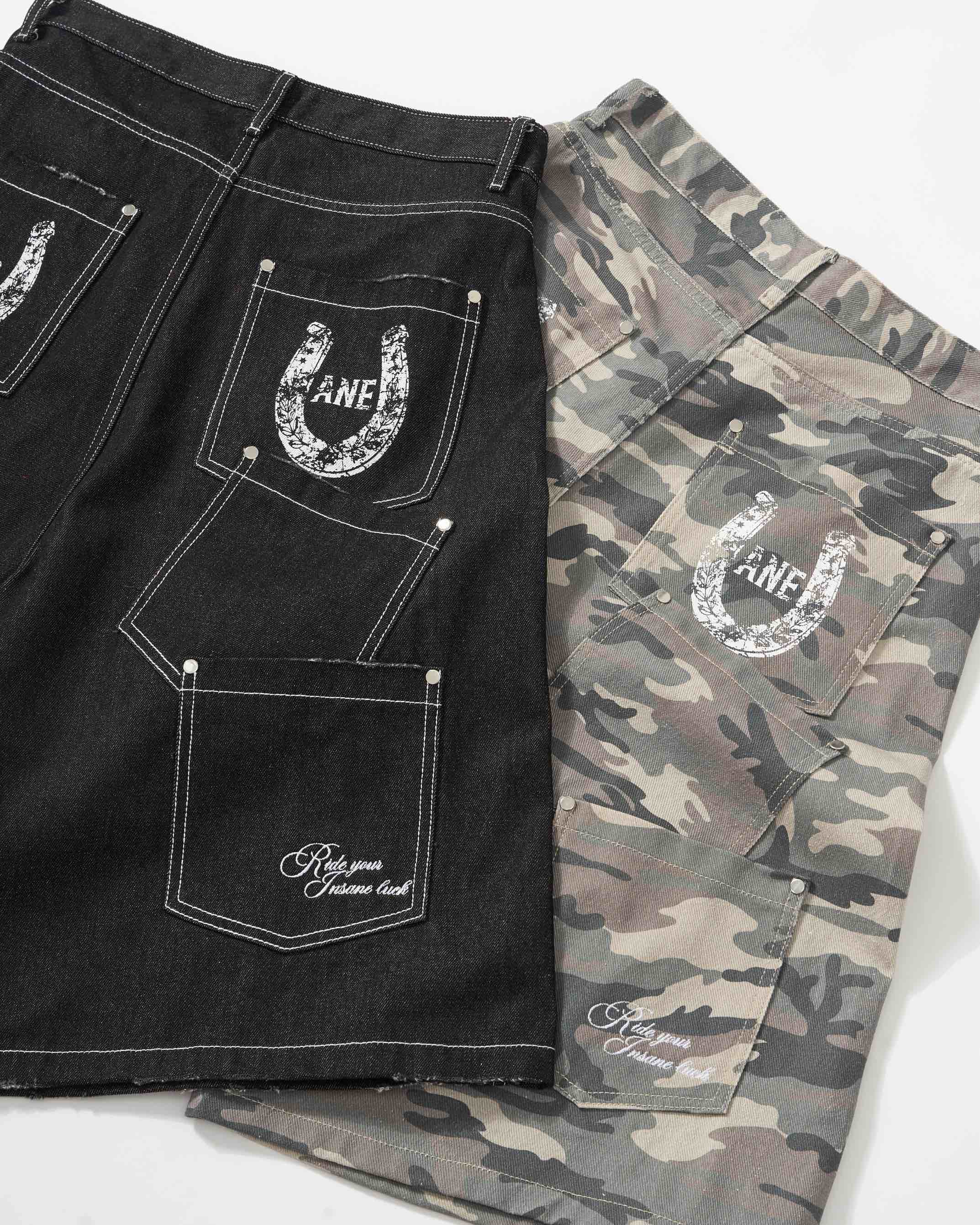 Insane® Horseshoe Jorts - Raw Denim