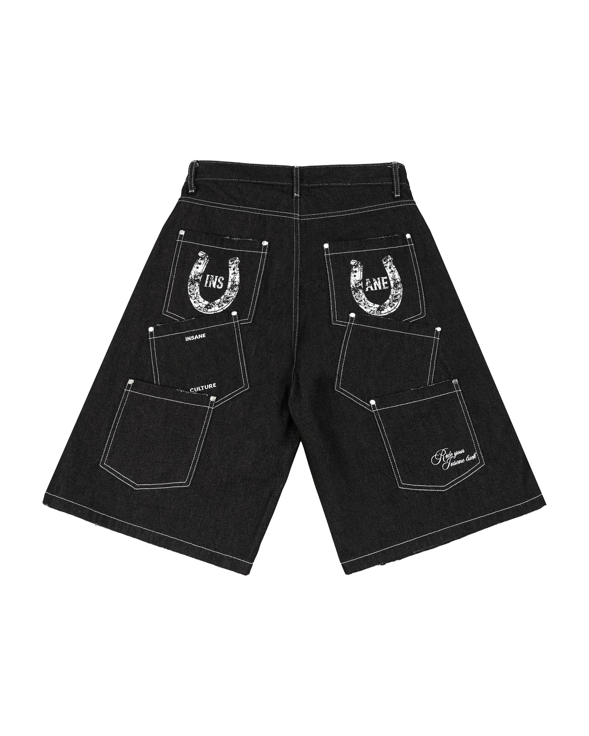 Insane® Horseshoe Jorts - Raw Denim