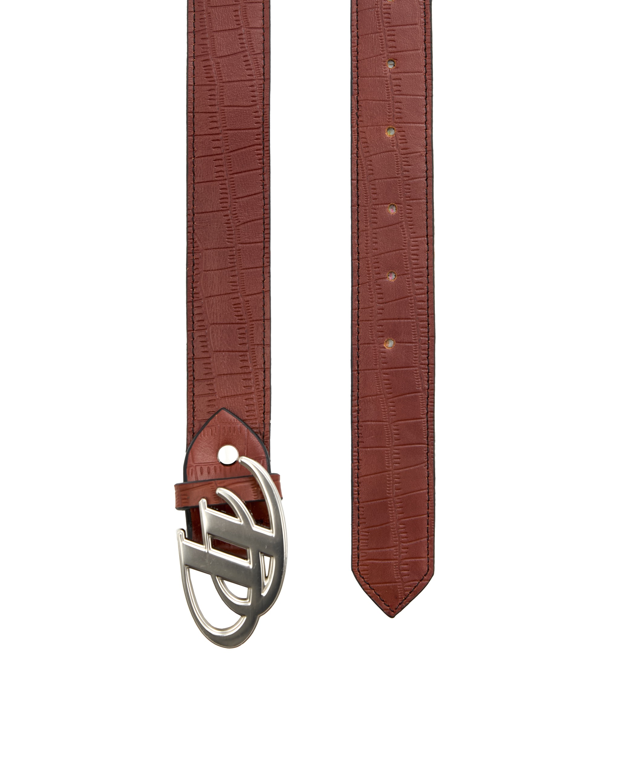 Insane® Animal Skin Belt - Burnt Umber Crocodile Pattern