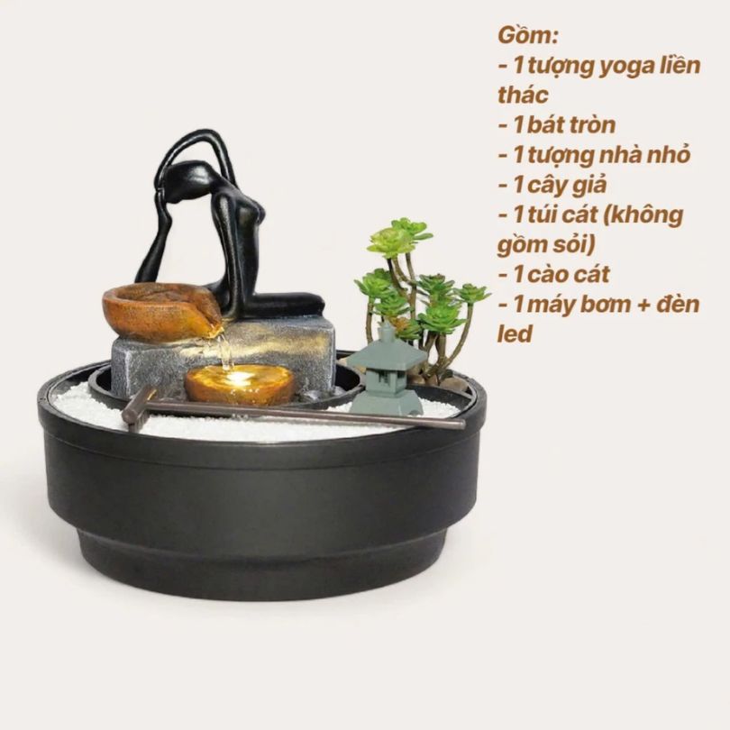 Thác nước phong thủy mini để bàn TNMKB16 – Thiết kế nghệ thuật, mang tài lộc & bình an