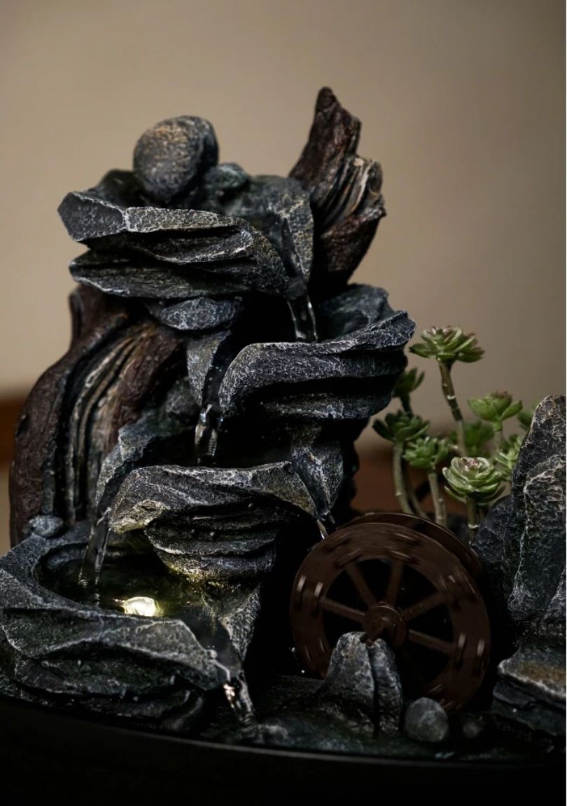 Thác Nước Phong Thủy Mini TNMKB13 – Trang Trí Bàn Làm Việc Sang Trọng