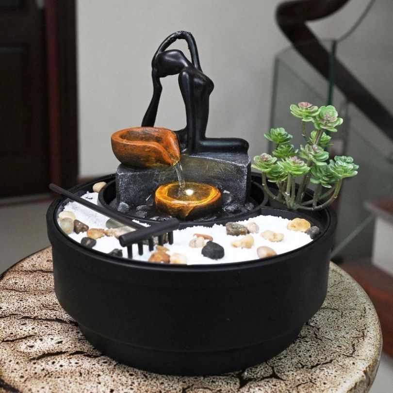 Thác nước phong thủy mini để bàn TNMKB16 – Thiết kế nghệ thuật, mang tài lộc & bình an