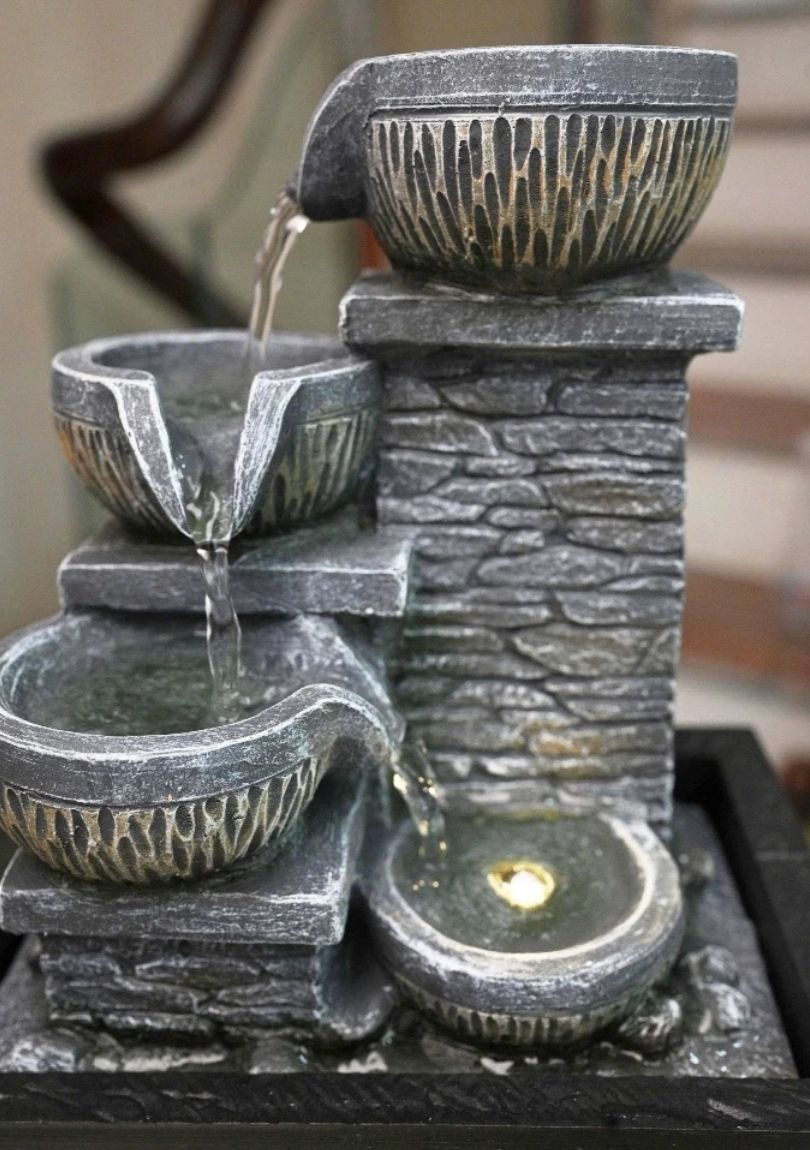 Thác Nước Phong Thủy Mini TNMKB08 – Thiết Kế Bậc Thang Đá, Hút Tài Lộc