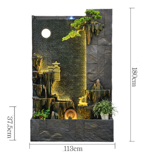 Thác nước phong thủy mộc mạc , thanh tịnh -Trăng trên tháp cổ _KBPTTN016