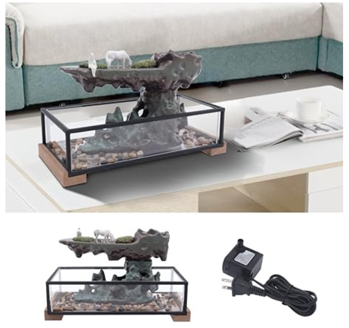 Thác nước phong thuỷ tiểu cảnh cao cấp có bể cá _KBPTTN024