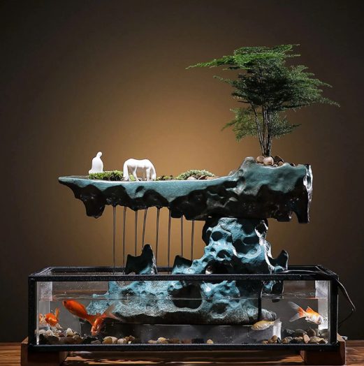 Thác Nước Phong Thủy Tiểu Cảnh Bể Cá Mini _KBPTTN026