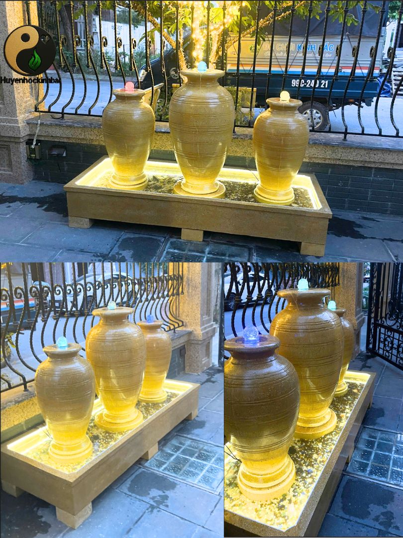 Bộ Bình Thạch Thủy Tam Sơn 80-100-80cm – Bộ ba tụ khí, cân bằng phong thủy, nâng tầm không gian