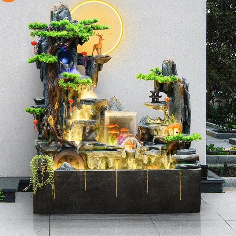 Hòn Non Bộ Thác Nước Kết Hợp Bể Cá Phong Thủy_KBPTTN045