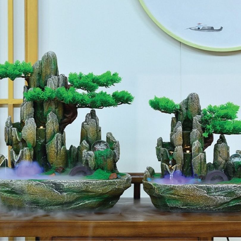 Tiểu Cảnh Hòn Non Bộ Để Bàn Có Thác Nước_KBPTTN041– Sơn Thủy Hữu Tình, Thanh Tịnh Khí Trường