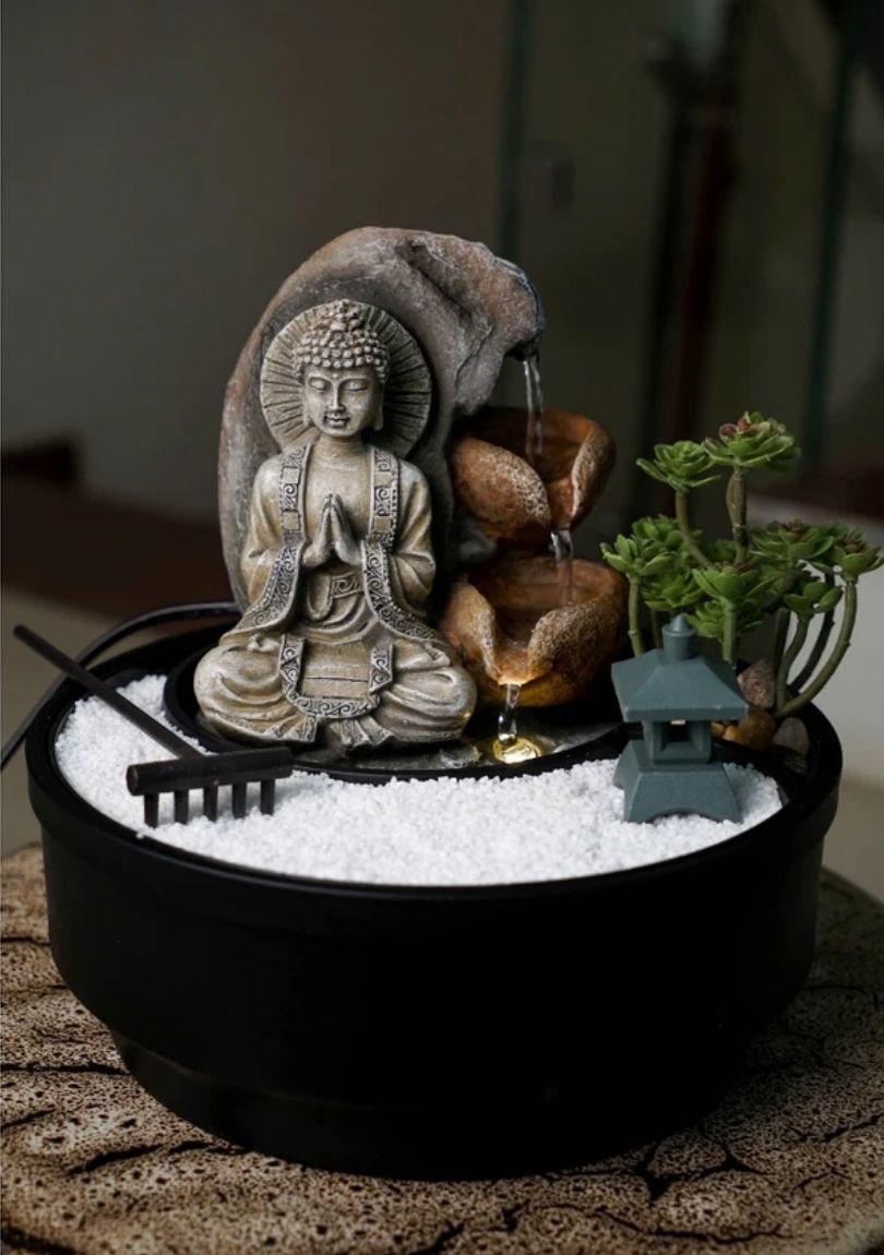 Thác Nước Phong Thủy Mini TNMKB07 – Tiểu Cảnh Thiền Định Trang Trí Bàn Làm Việc