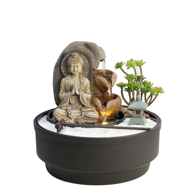 Thác Nước Phong Thủy Mini TNMKB07 – Tiểu Cảnh Thiền Định Trang Trí Bàn Làm Việc