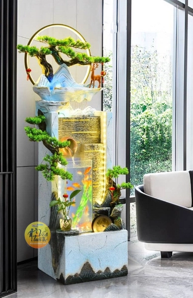 Thác Nước Phong Thủy Kết Hợp Bể Cá _ KBPTTN05