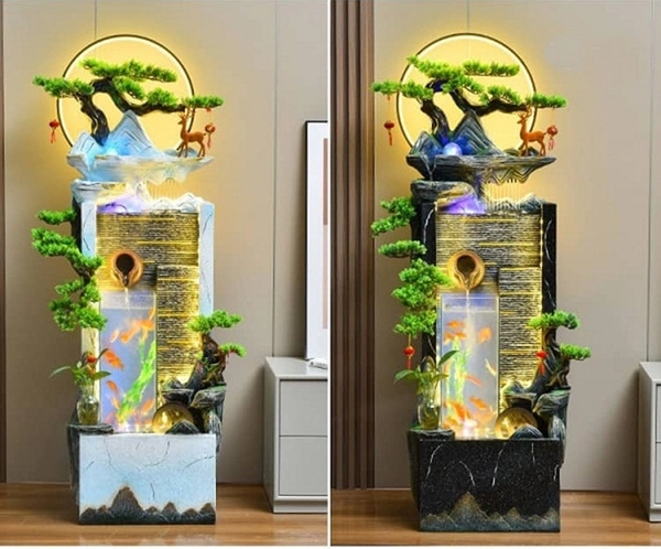 Thác Nước Phong Thủy Kết Hợp Bể Cá _ KBPTTN05