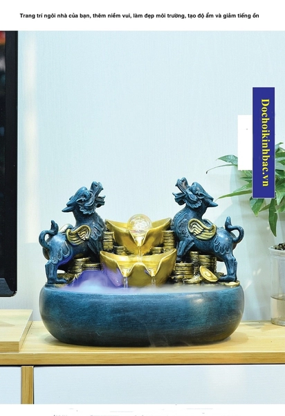 Thác nước tỳ hưu phong thủy KBPTTN01 - Khởi sinh khí thủy tài lộc để bàn