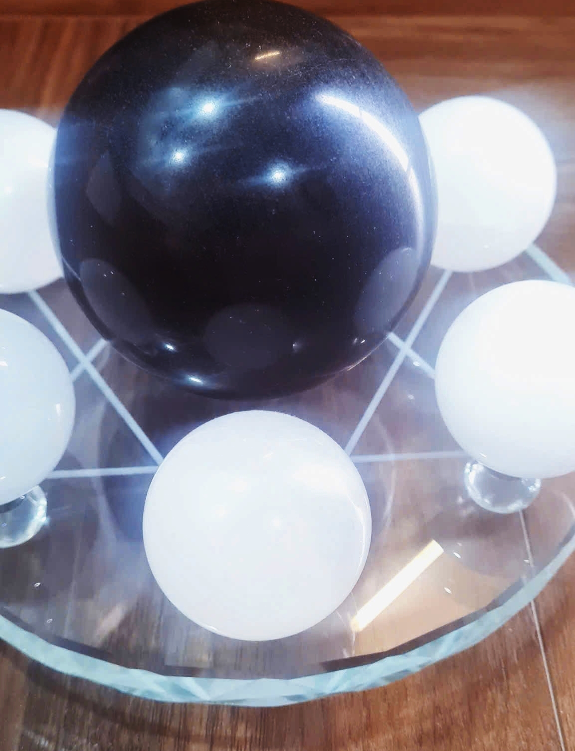 Thất tinh trận đồ đá thạch anh - Viên chủ Đá Obsidian  – Dụng thần thủy - hỷ thần kim