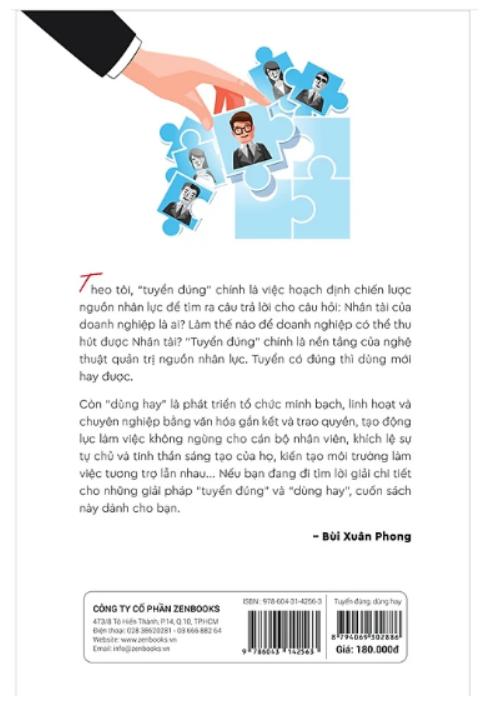 Sách : Tuyển Đúng Dùng Hay : Nghệ Thuật Quản trị Nguồn Nhân Lực _Bùi Xuân Phong