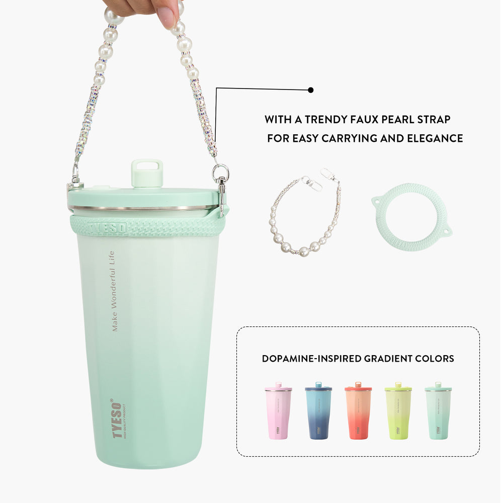 TYESO Gradient Dopamine Tumbler có ống hút có thể thu vào 20oz (600ml)-