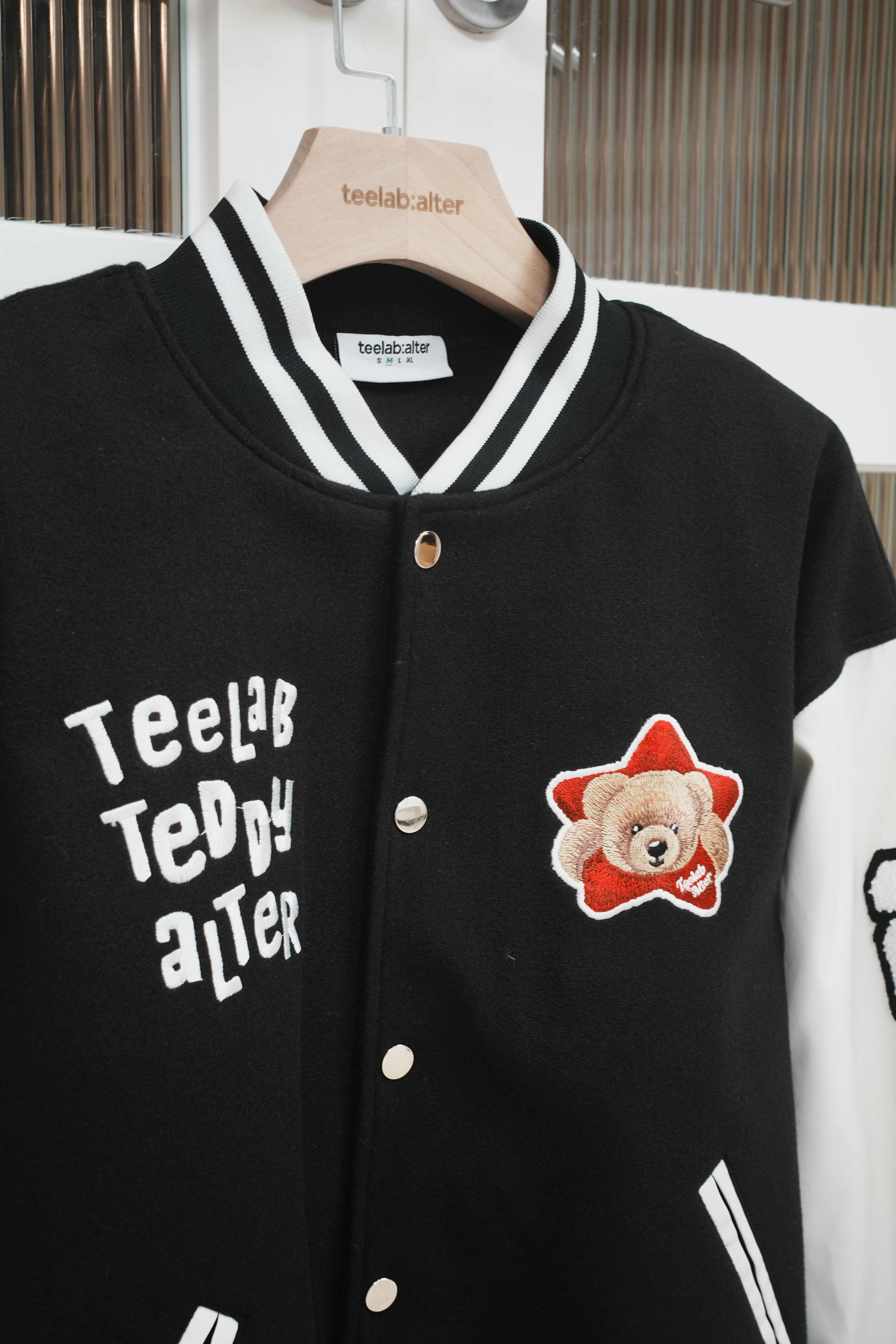 [Tặng Gấu] [Tặng Túi] Áo Khoác Varsity Teelab Alter Oversize Dạ Phối Da Thêu Teddy Unisex AK143