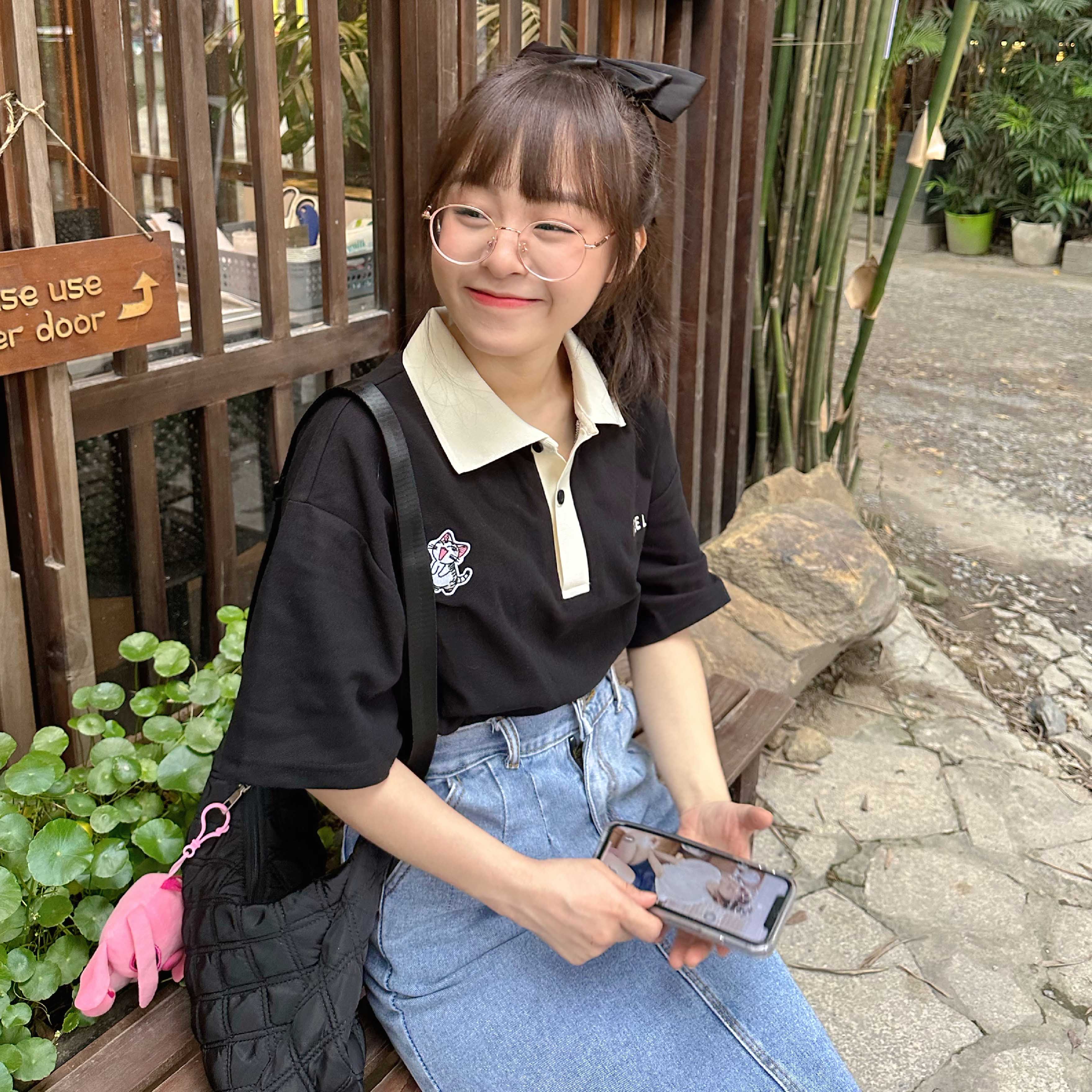 Áo Polo Teelab Local Brand Unisex Kitten Embroidered AP022