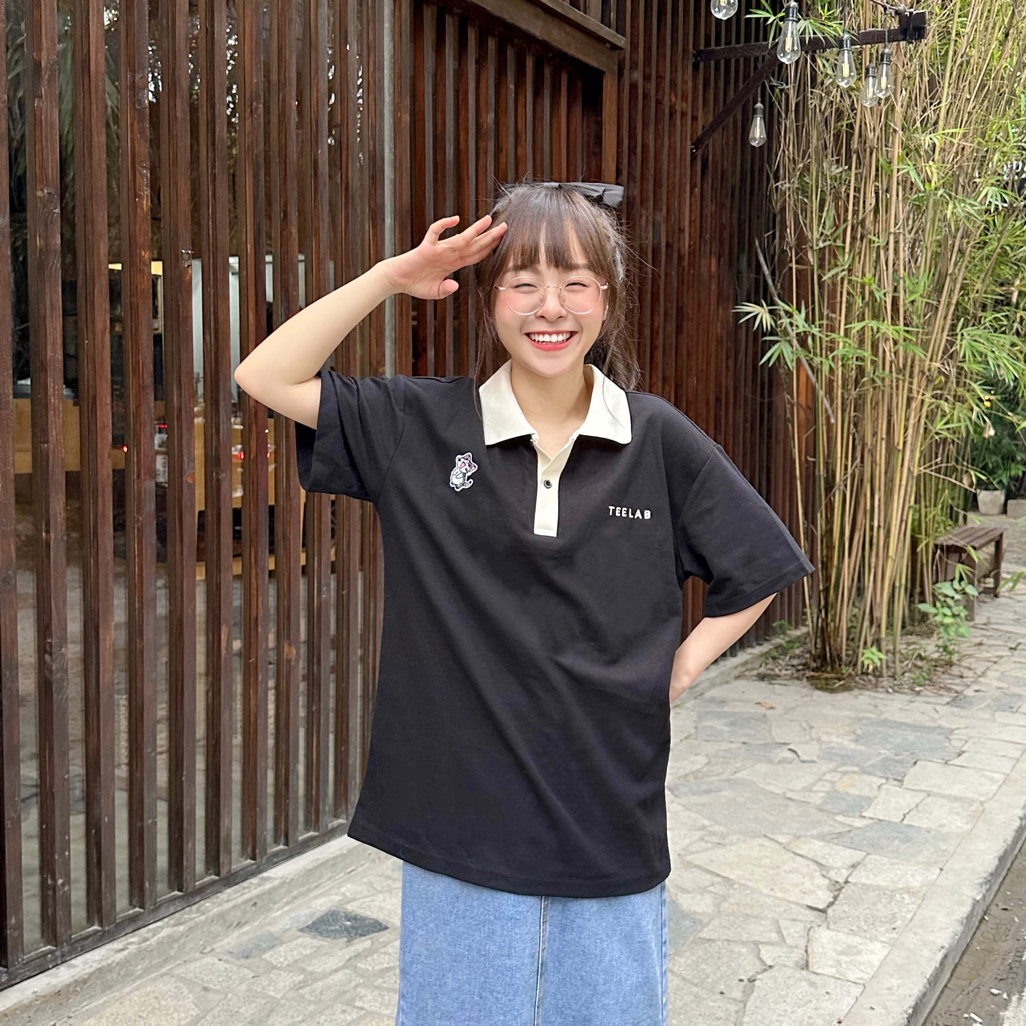 Áo Polo Teelab Local Brand Unisex Kitten Embroidered AP022