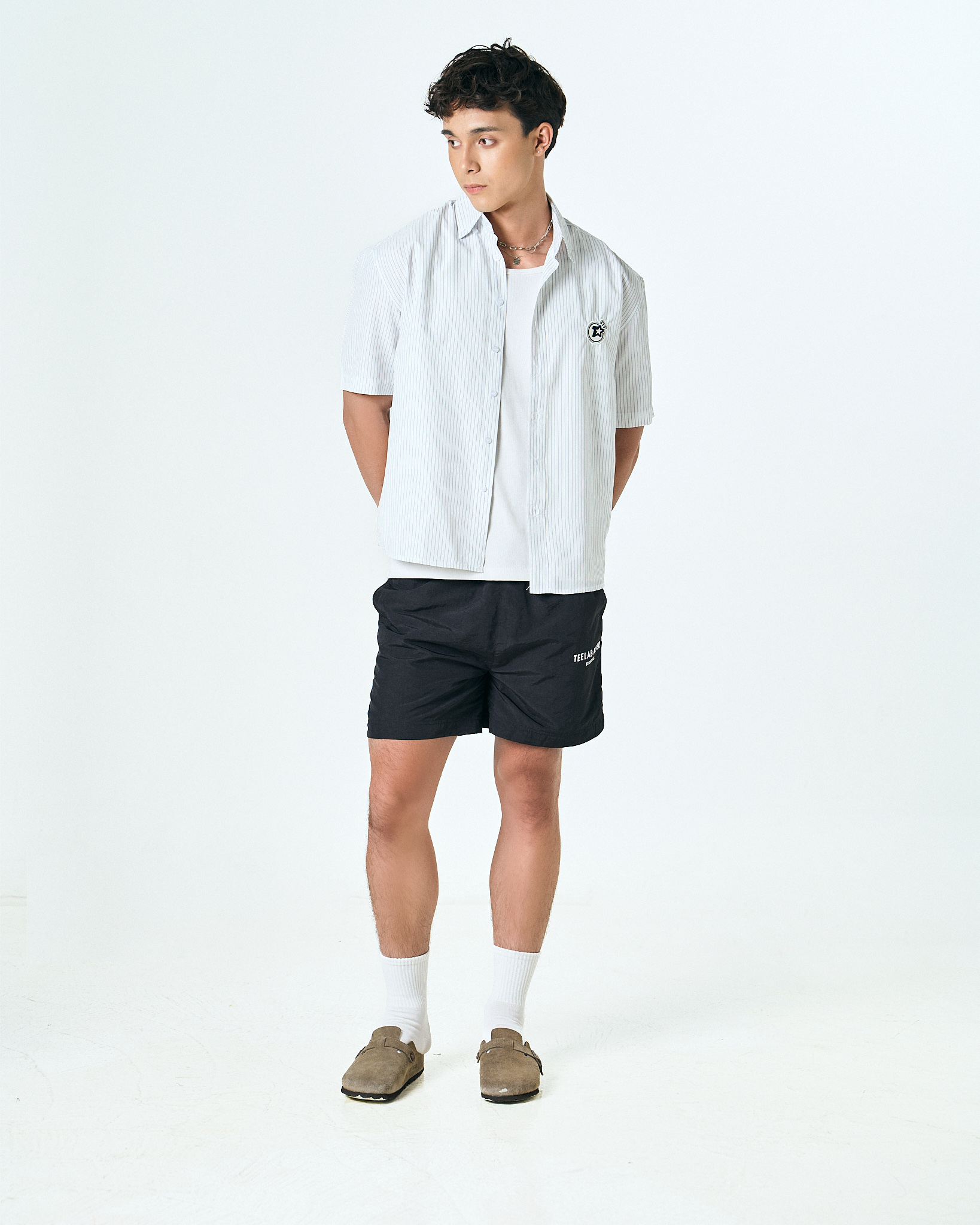 Quần Short Teelab Alter Oversize Gió Dù In Essentials Unisex SH006