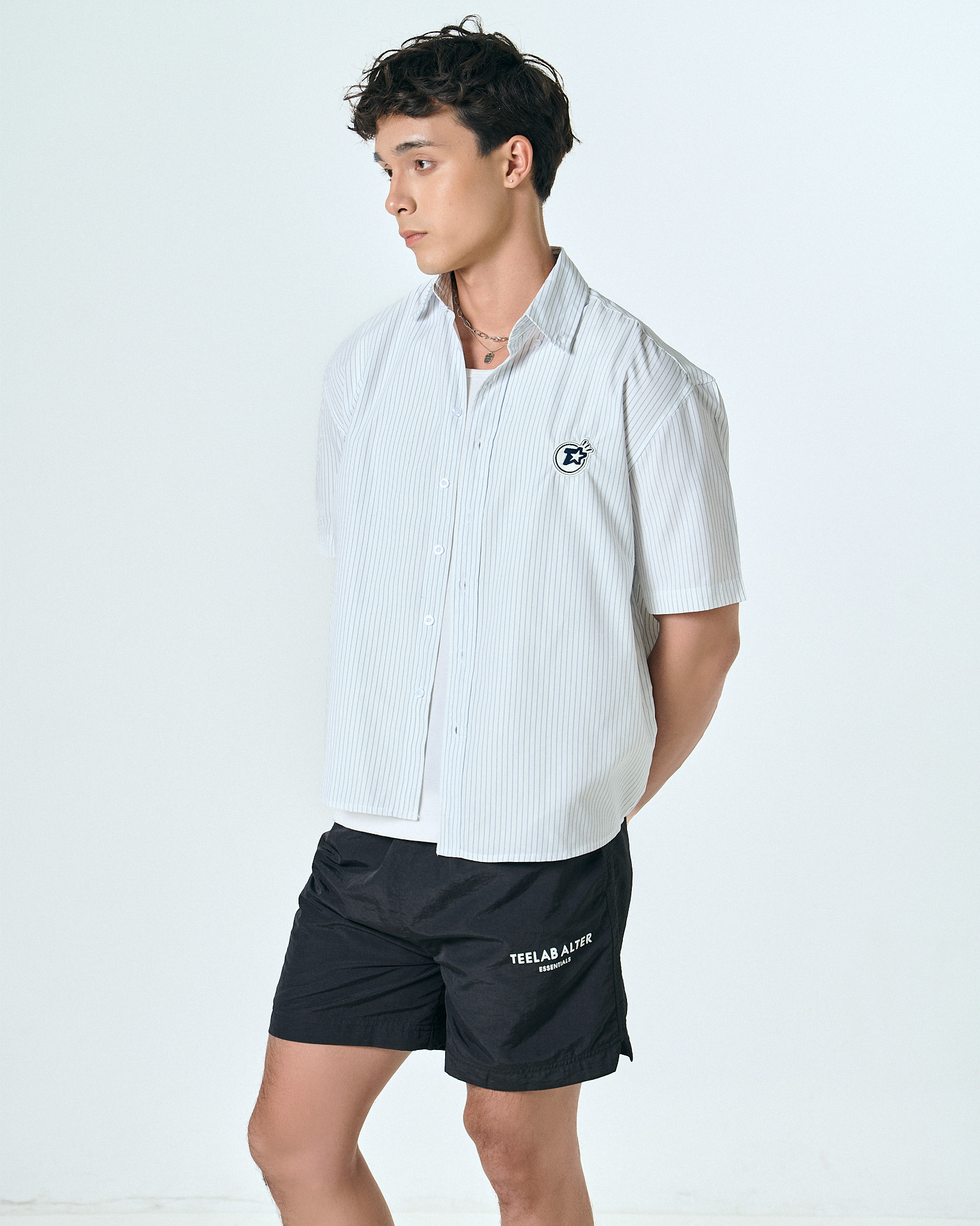 Quần Short Teelab Alter Oversize Gió Dù In Essentials Unisex SH006