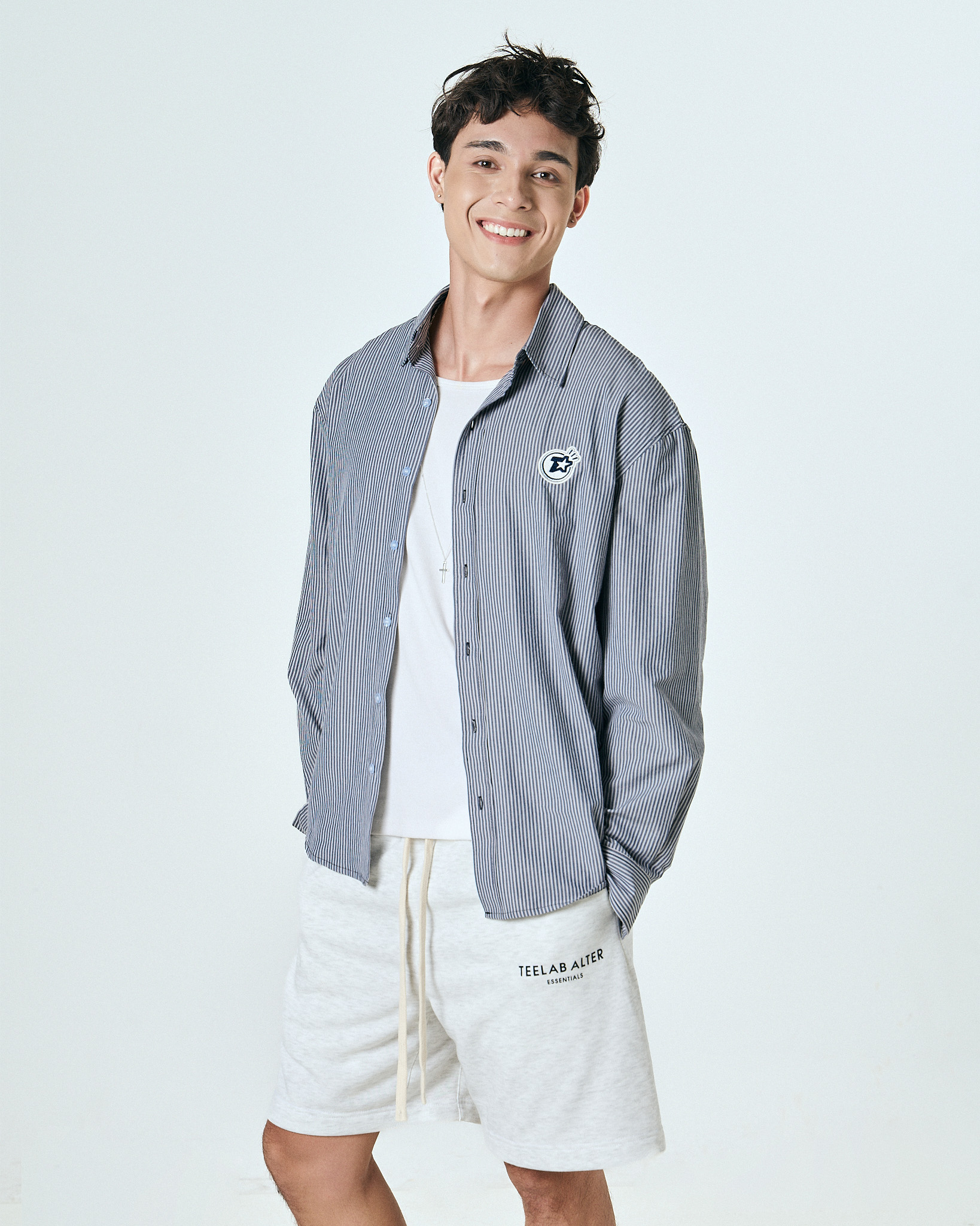 Sơ Mi Sọc Dài Tay Teelab Alter Oversize Oxford Thêu POP STAR Unisex SS088