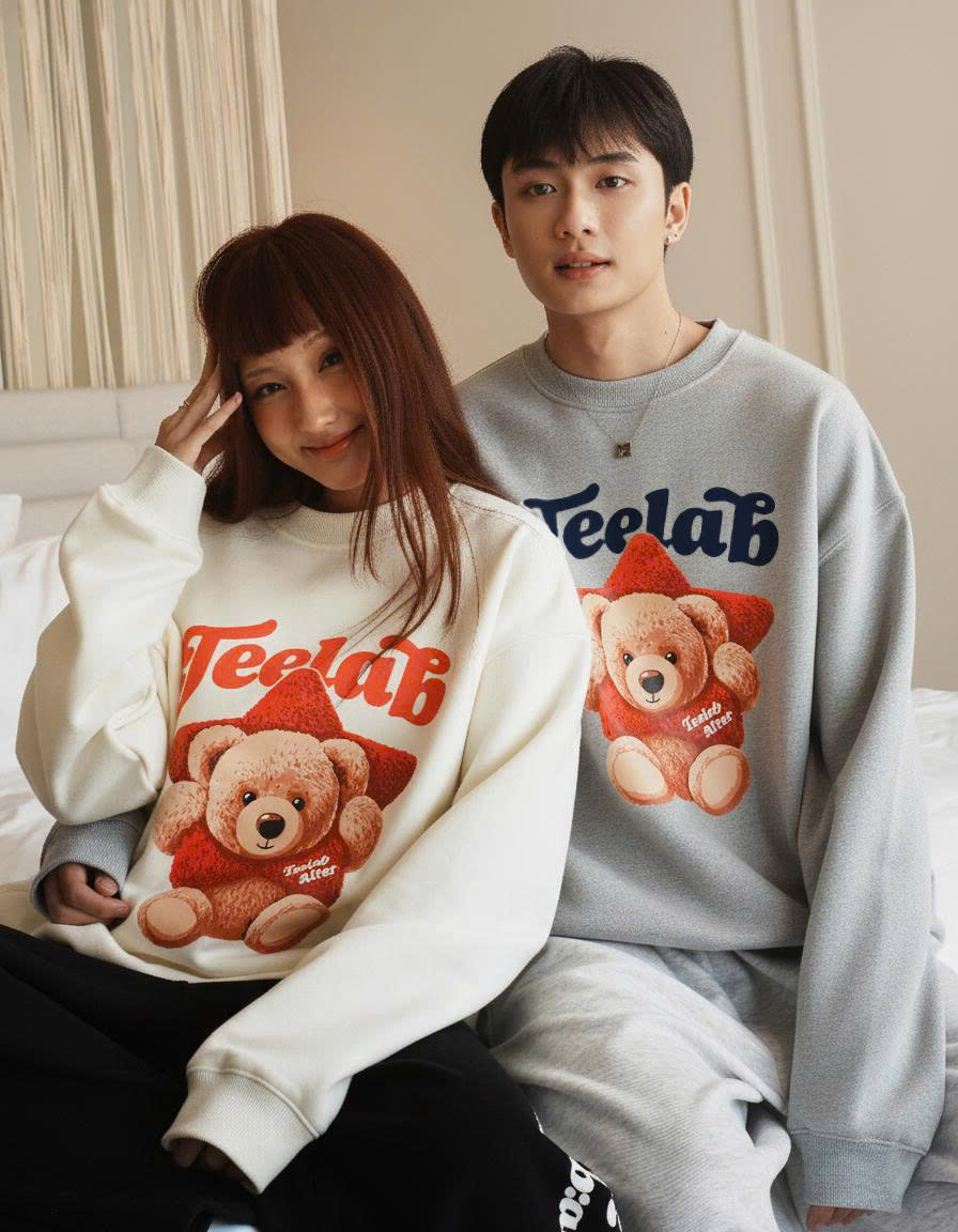 [Tặng Gấu] [Tặng Túi] Áo Sweater Teelab Alter Semi-boxy Nỉ Bông In Lụa Teddy Star Collection Unisex HD134