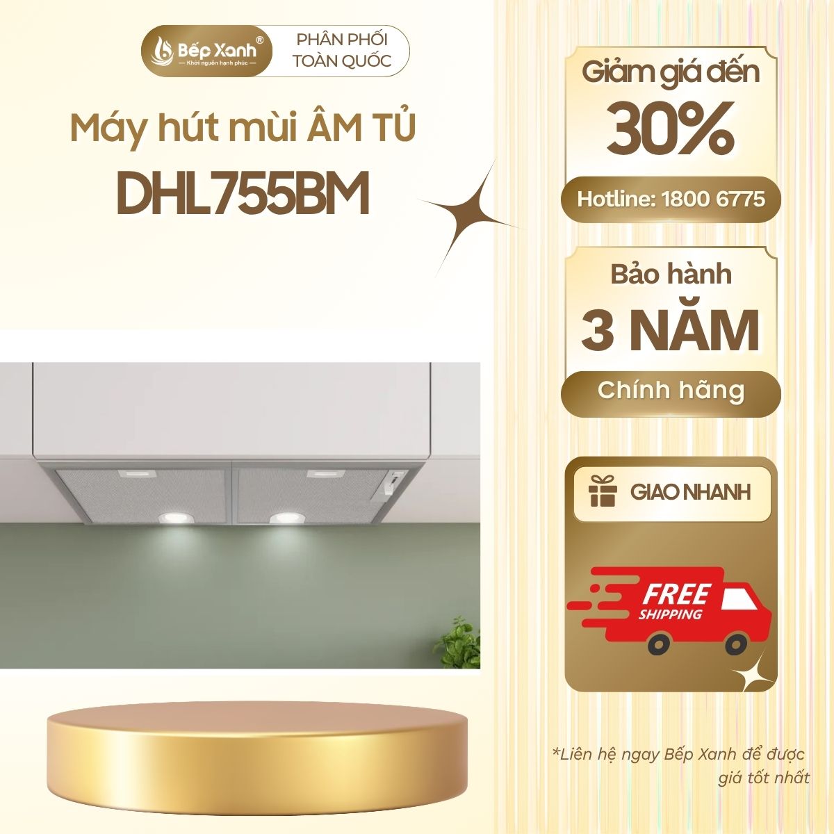 Máy hút mùi âm tủ Bosch DHL755BM seri 4, 73cm x 38cm