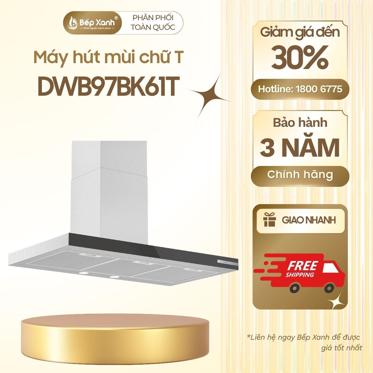 Hút mùi chữ T Bosch DWB97BK61T seri 4, 90cm