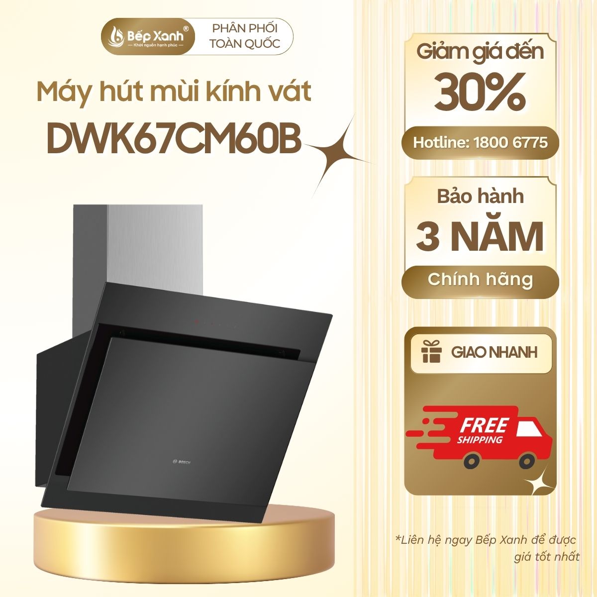 Hút mùi kính vát Bosch DWK67CM60B seri 4, 60cm