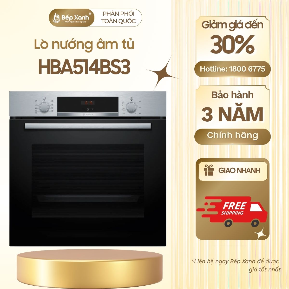 Lò nướng âm tủ Bosch HBA514BS3 Seri 4 màu inox