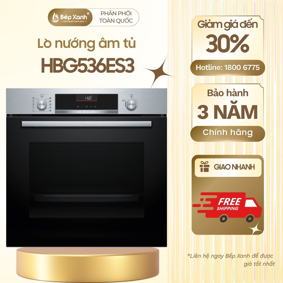Lò nướng âm tủ Bosch HBG536ES3 Seri 6 màu inox
