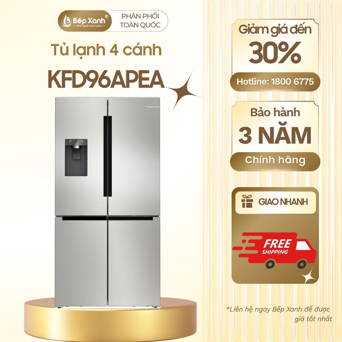 Tủ lạnh 4 cánh Bosch KFD96APEA lấy nước lấy đá ngoài