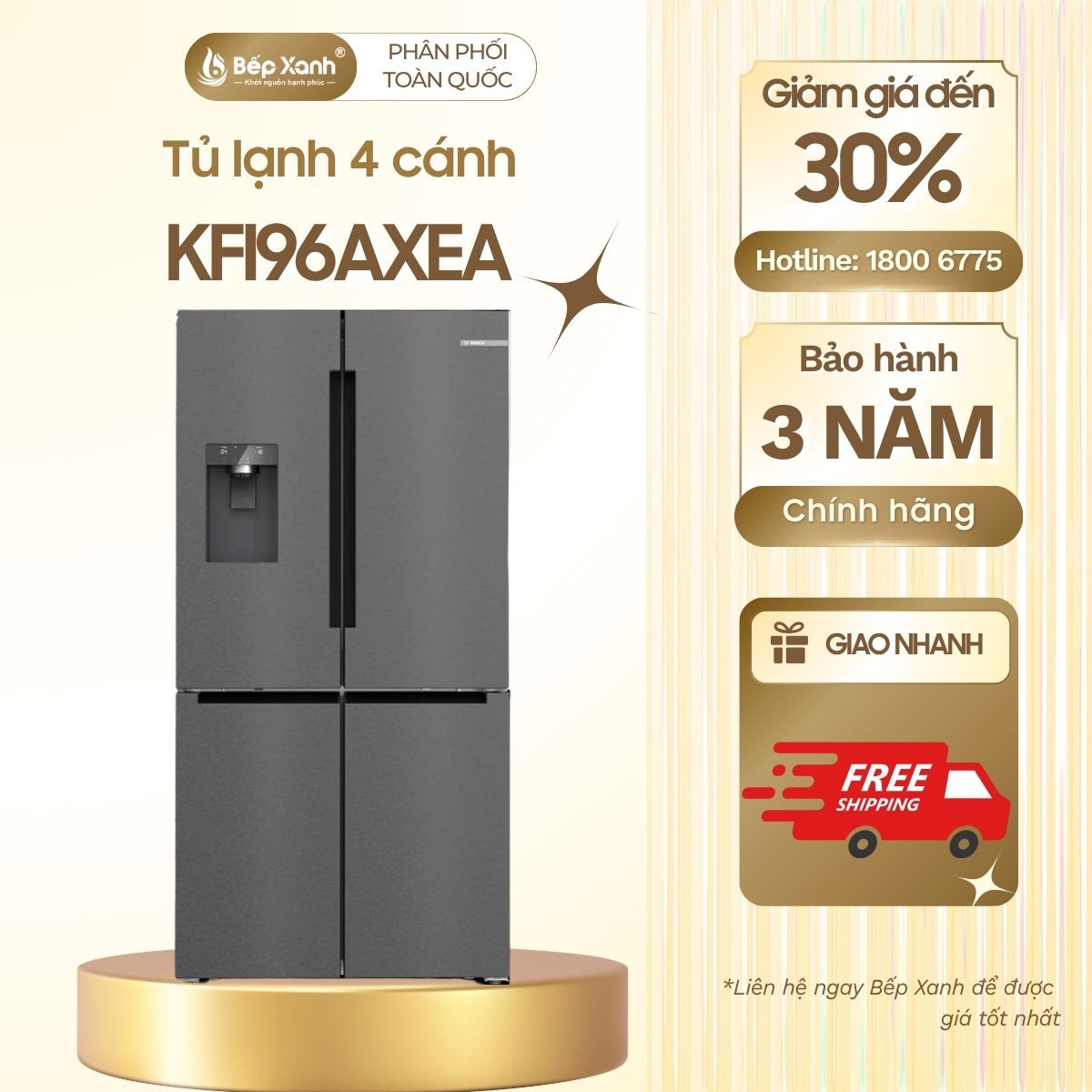 Tủ lạnh 4 cánh Bosch KFI96AXEA lấy nước lấy đá ngoài đặt hàng 5/8