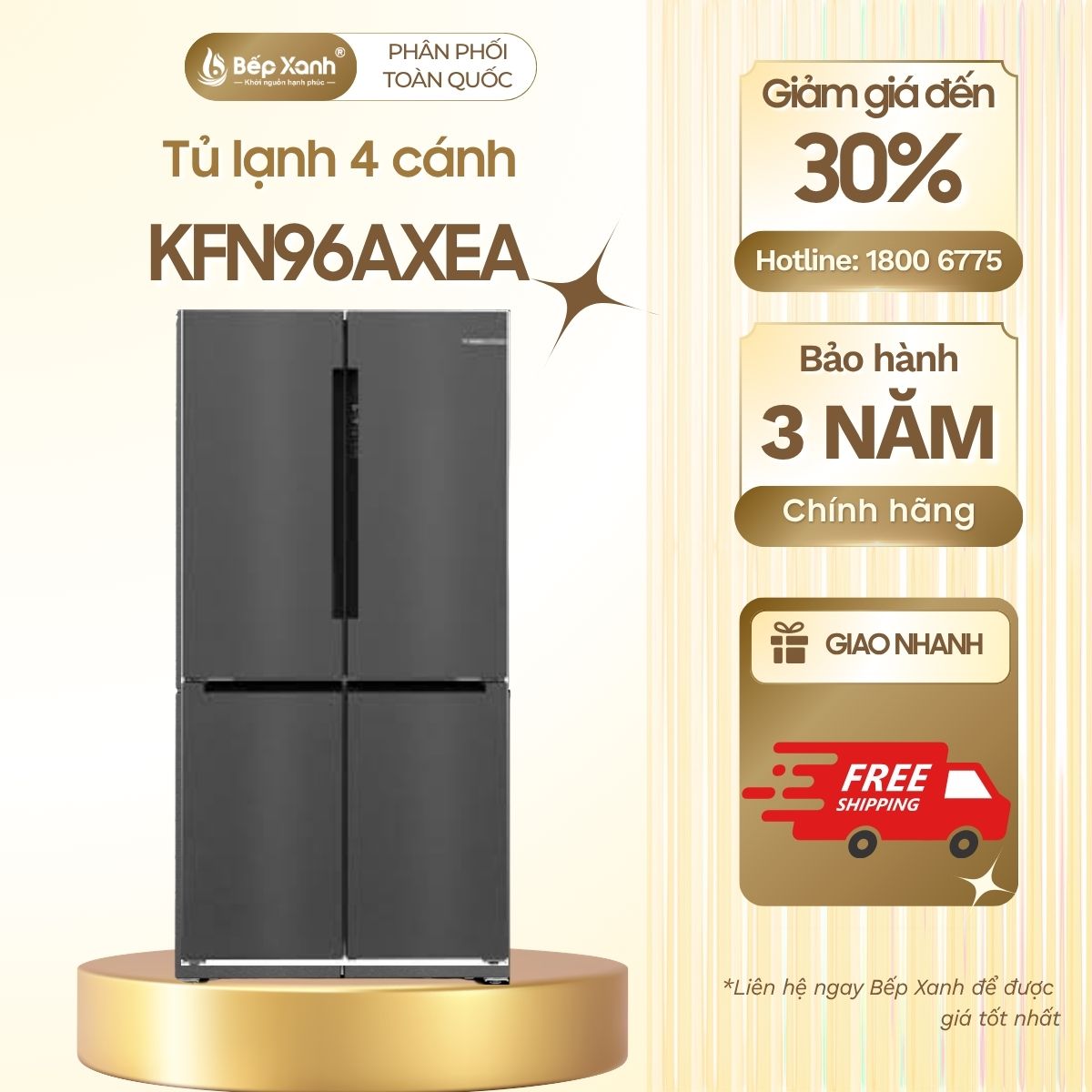 Tủ lạnh 4 cánh Bosch KFN96AXEA màu đen