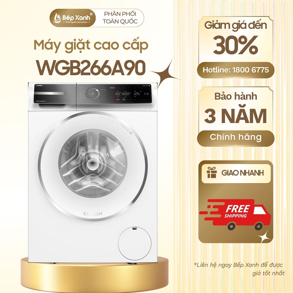 Máy giặt cao cấp Bosch WGB266A90 Seri 8, 11Kg