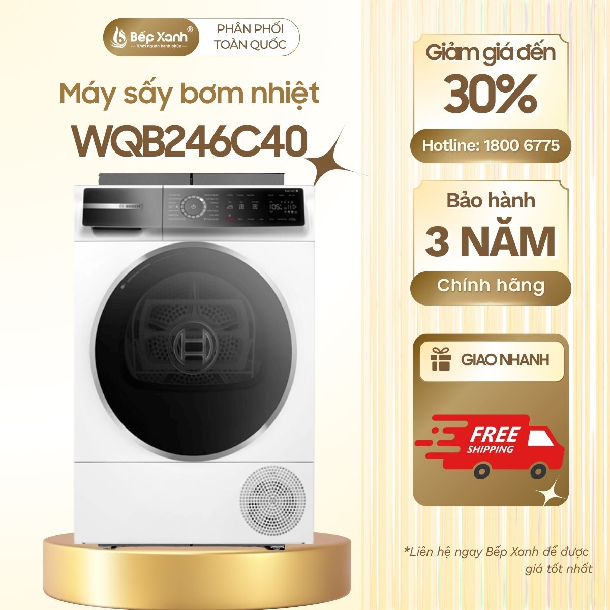 Máy sấy bơm nhiệt Heatpum Bosch WQB246C40 Seri 8